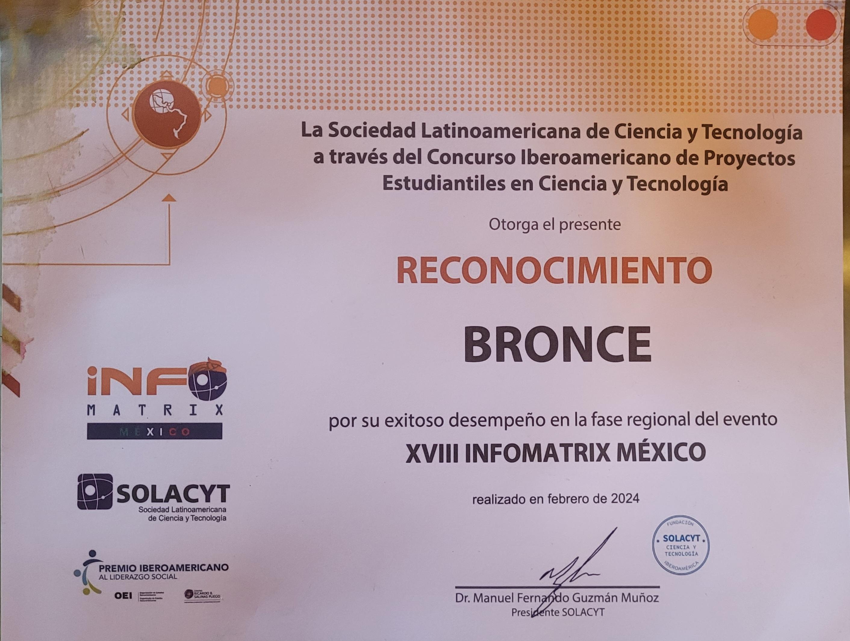 Bronze — XVIII Infomatrix México, 2024