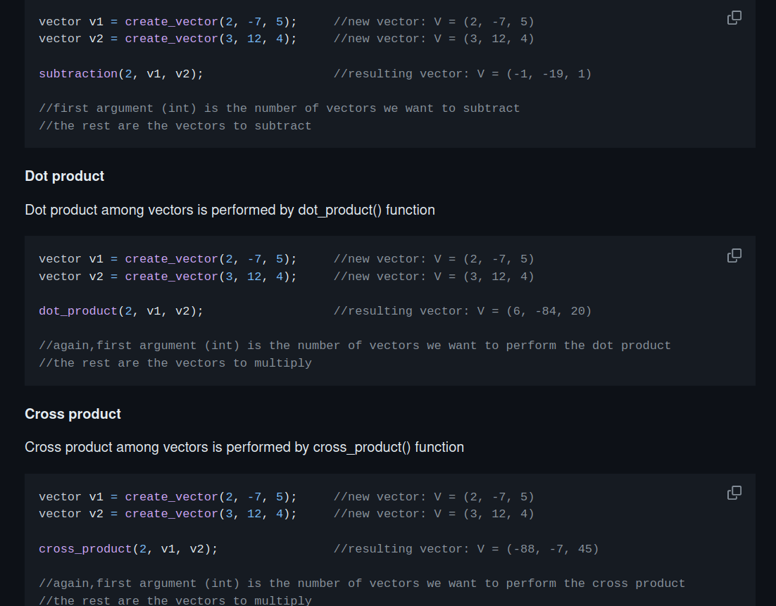 C vector library documentation