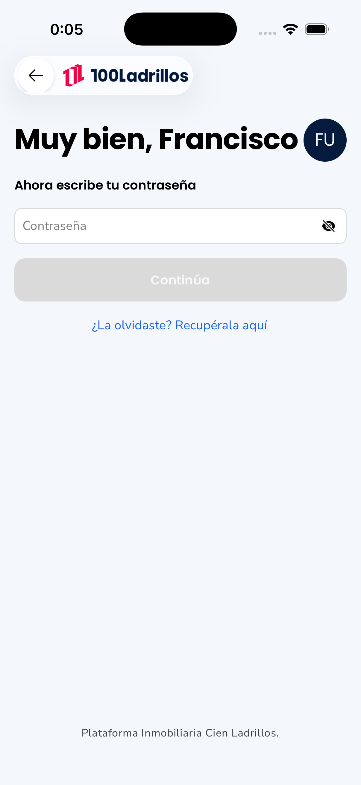 100 Ladrillos — Password step