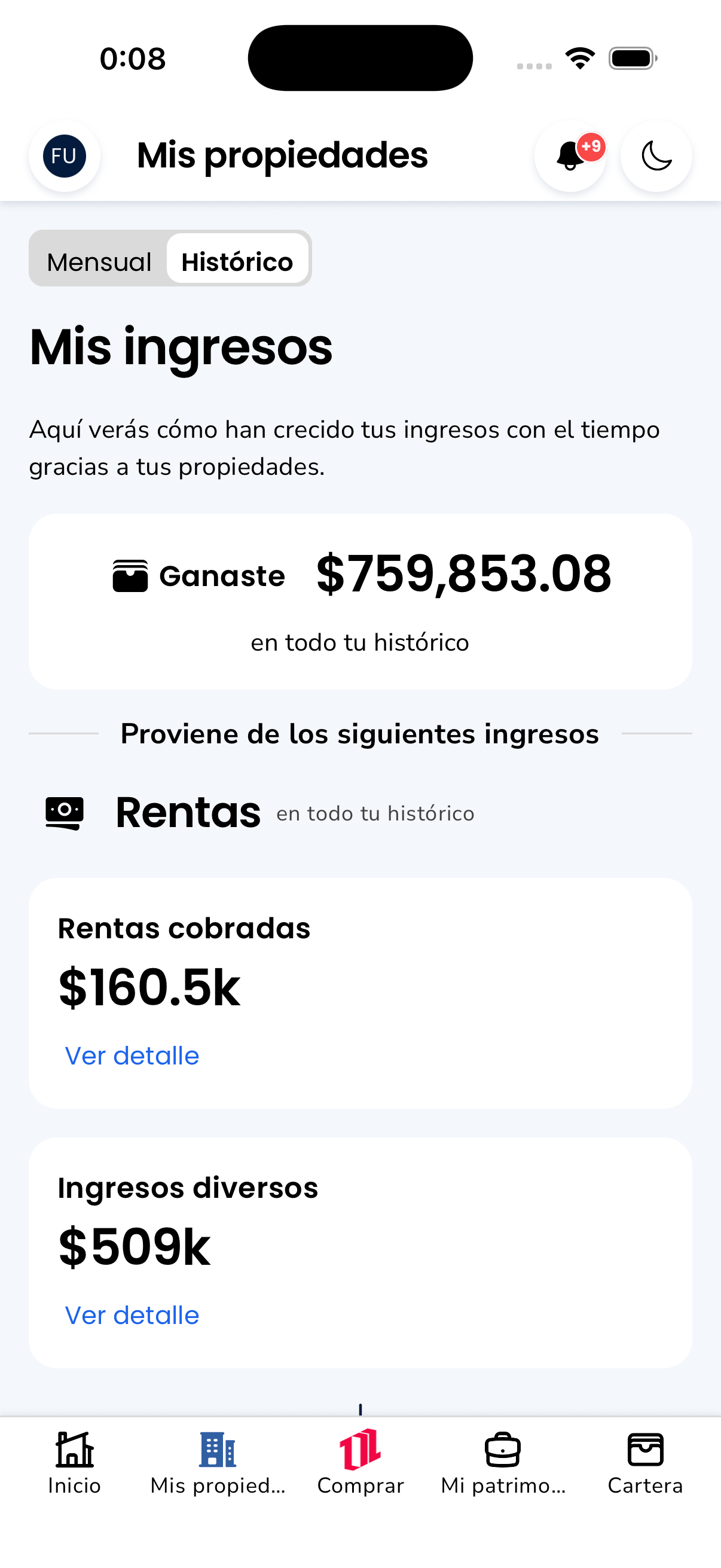 100 Ladrillos — Historical income