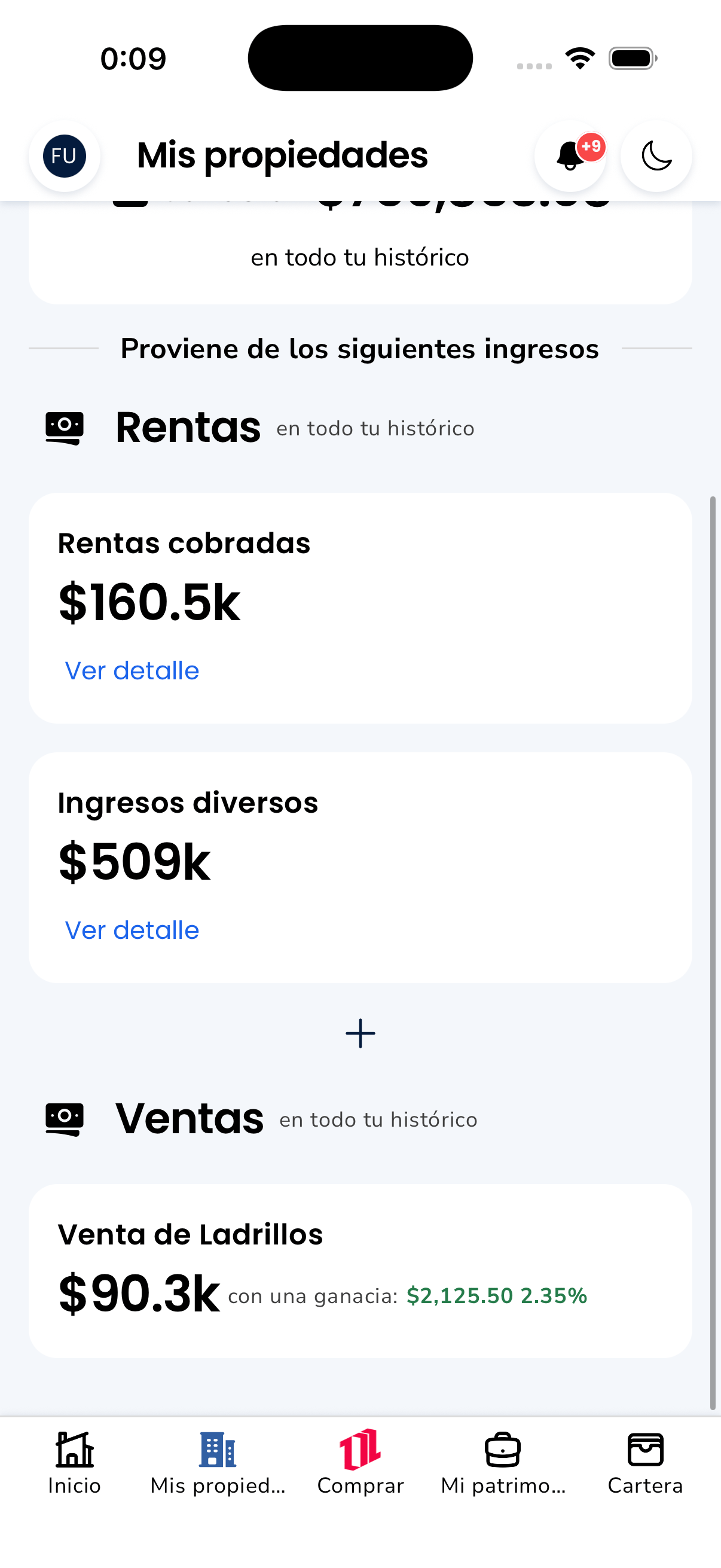100 Ladrillos — Income history detail