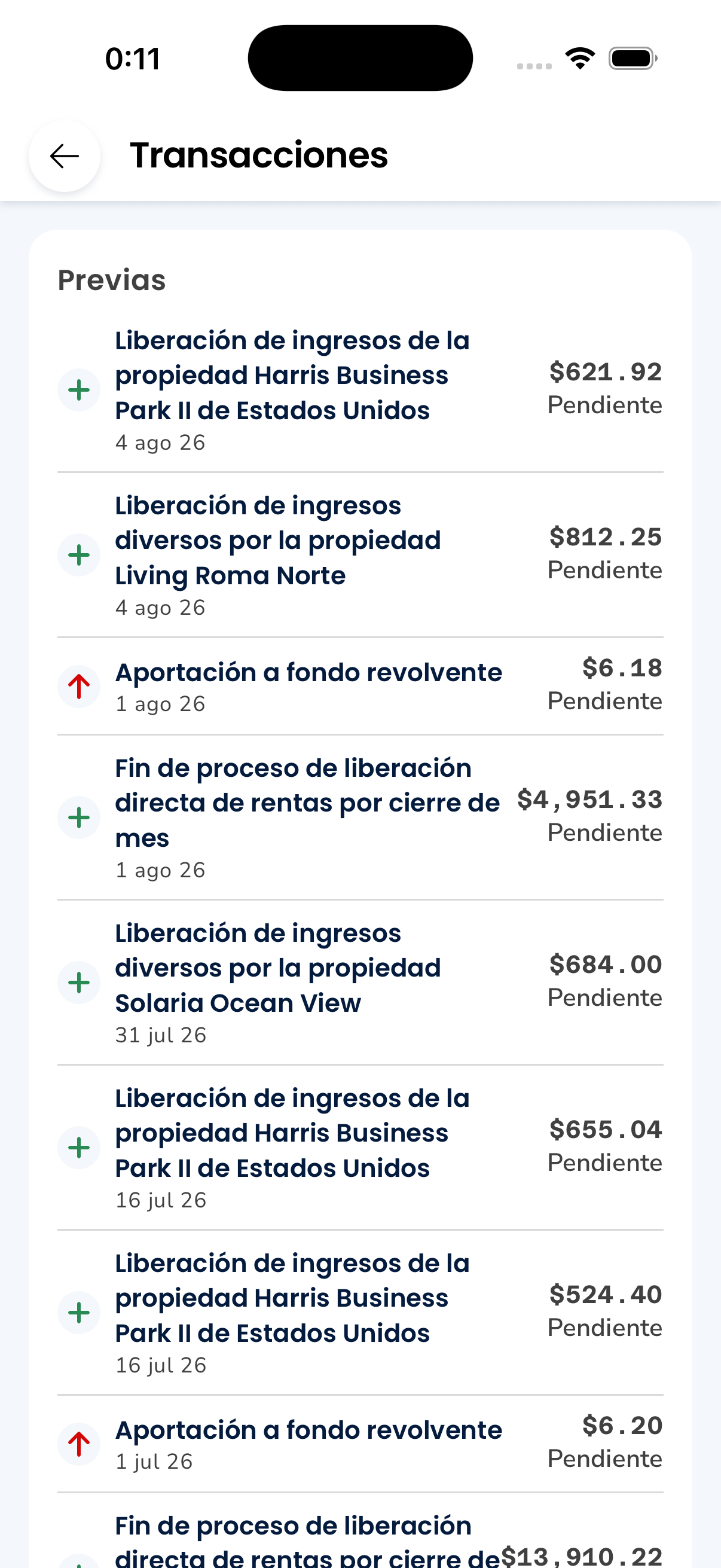 100 Ladrillos — Transactions